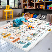 Detail of visual schedule rug showing bedtime icons, crescent moon, and folded decorative accent in decorative accent... - thumbnail image 2 of 8