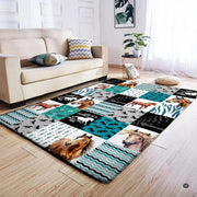 Overhead display of western horse themed area rug showing detailed horseshoe illustrations and chevron borders. - thumbnail image 4 of 7
