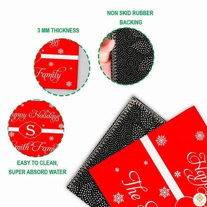 Personalized Christmas Doormat with Custom Family Name