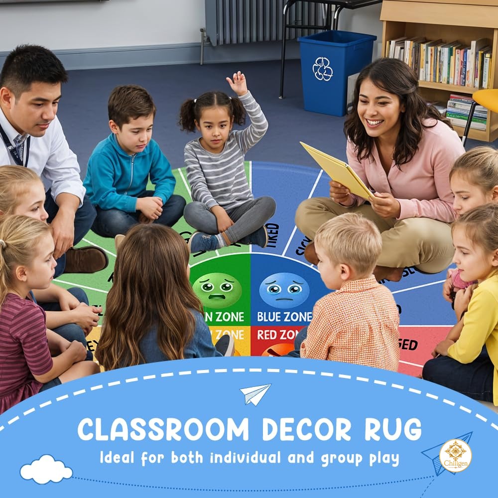 Custom Feelings Wheel Welcome Mat for Classroom and Office