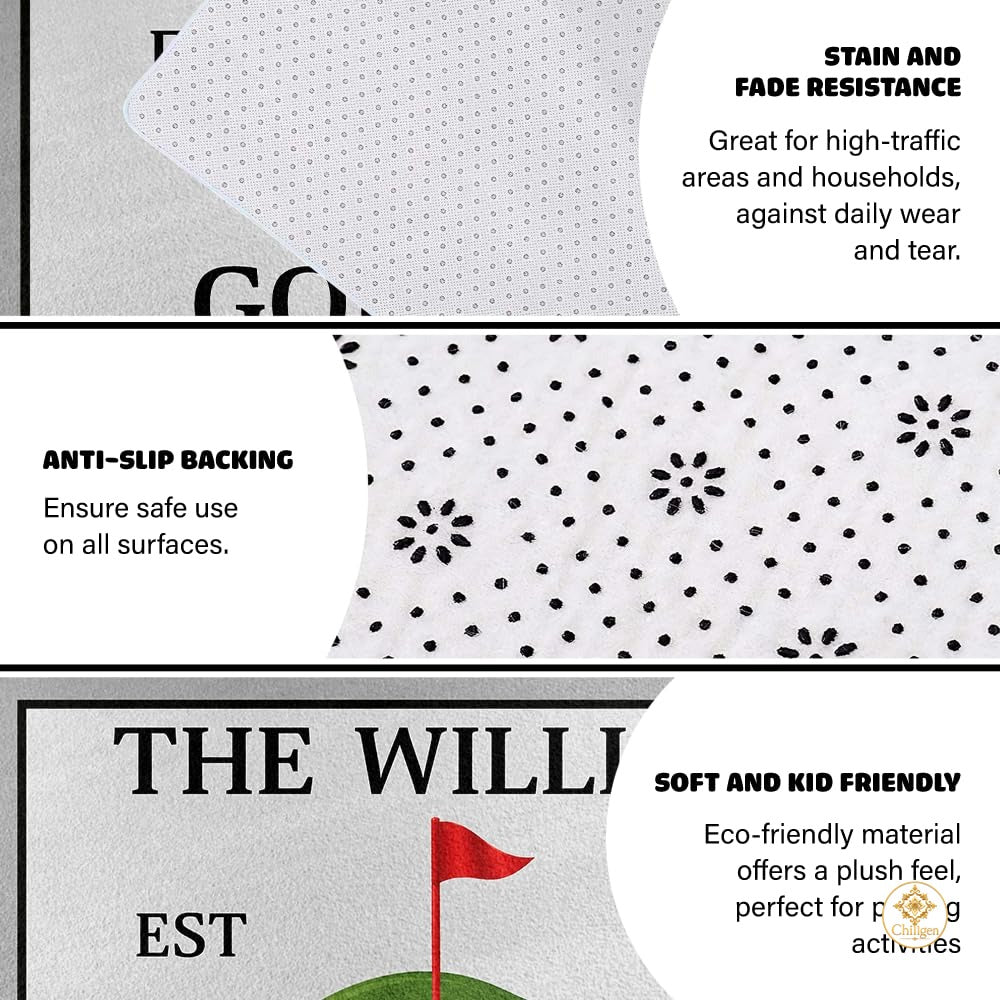 Custom Golf Area Rug with Non Slip Backing and Low Pile - Style 11