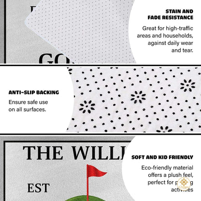 Custom Golf Area Rug with Non Slip Backing and Low Pile - Style 11