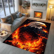 Lifestyle living room scene featuring family lounging on fiery eagle area rug. - thumbnail image 5 of 7