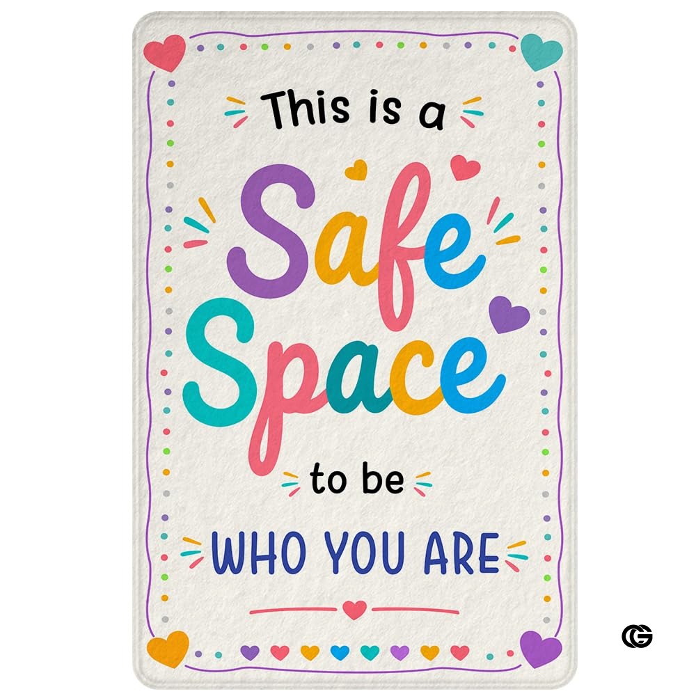 Personalized Calming Corner Rug for Classroom, Custom Teacher Name Reading Corner Rug, Emotions Feelings Carpet, Soft Fluffy Calm Corner Decor for School Reading Nook (Space to be Yourself)
