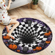 Custom Halloween 3D Optical Illusion Round Rug Skeleton Horror Area Rug (1, #10)