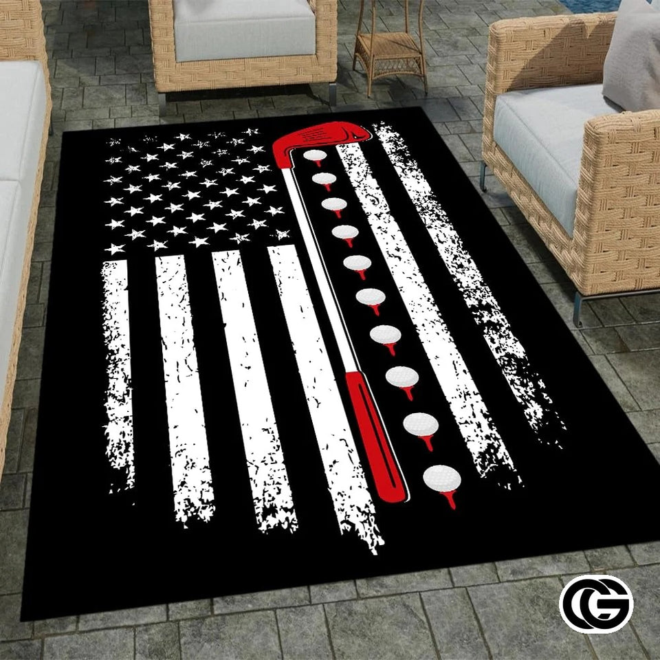 Custom Golf Area Rug with Non Slip Design and Low Pile