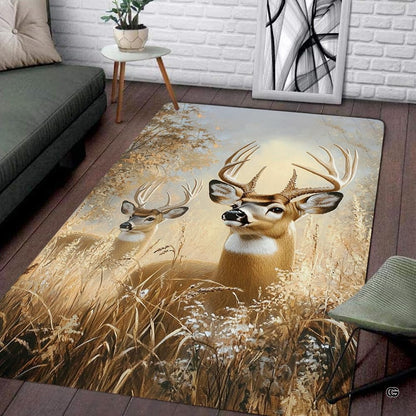 Deer meadow area rug placed alongside living room couch and accent furniture. - thumbnail image 7 of 7