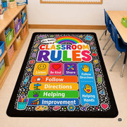 Personalized Teachers Classroom Rug, Custom Teacher Name Classroom Rules Area Rug, Feeling Chart Calming Corner Mat, Kindergarten Educational Back to School Class Decor (D7)