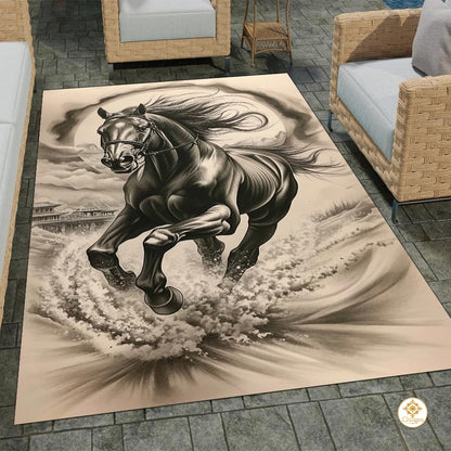Custom Running Horse Welcome Mat for Front Door and Entryway
