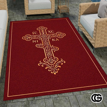 Personalized Orthodox Doormat with Christian Cross and Eagle - D7