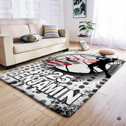 Anti-slip dot backing and clean hemmed edge stitching on basketball slam dunk rug - thumbnail image 4 of 7