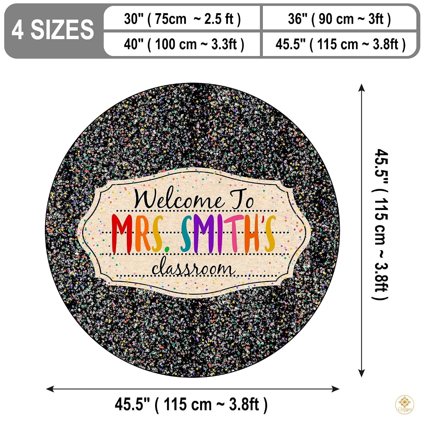 Personalized Teacher Welcome Mat with Custom Name and Crayon