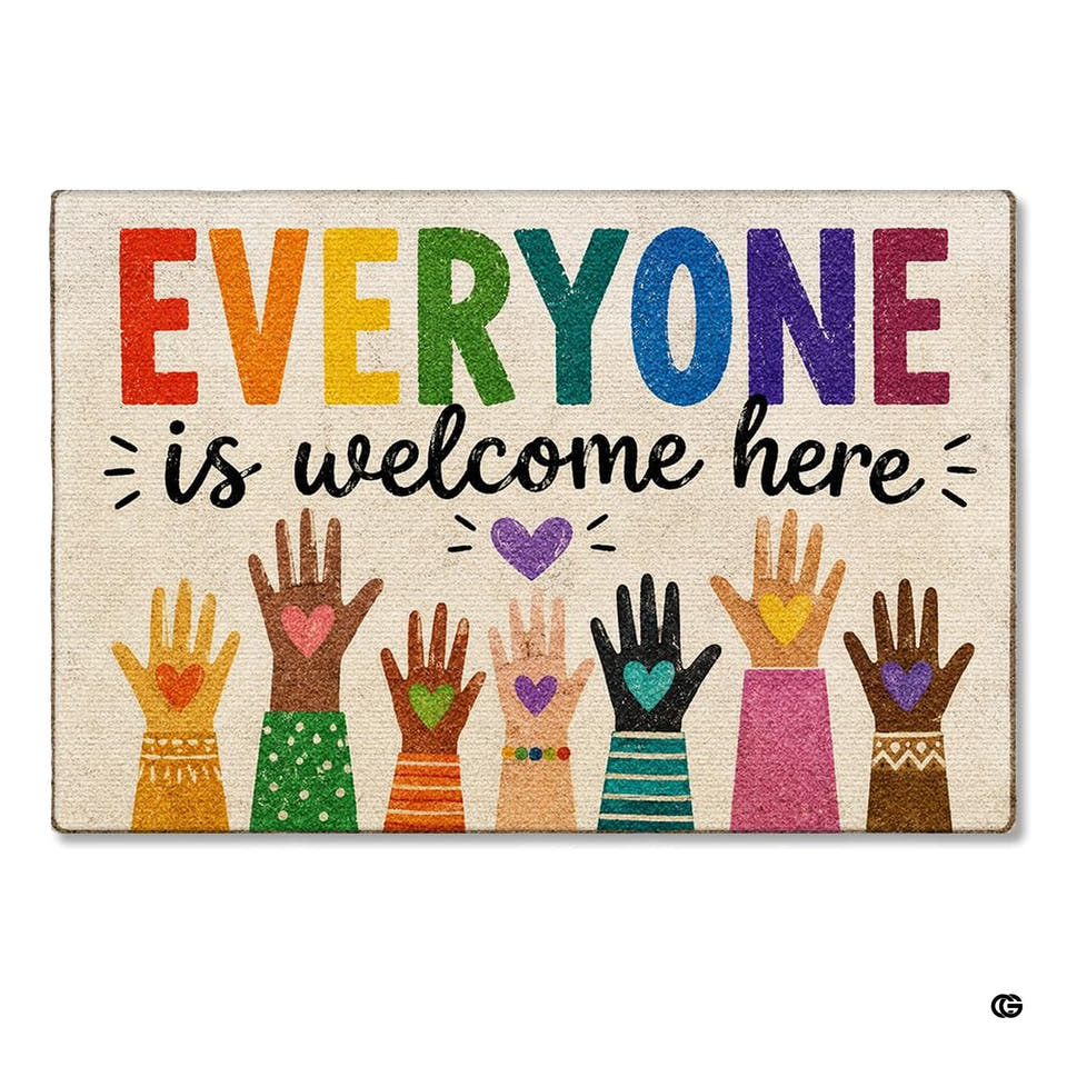 Personalized Pride Rainbow Doormat, LGBTQ Welcome Mat, Inclusive Front Porch Decor, Colorful Entryway Rug, Indoor Outdoor Floor Mat (Welcome 2)