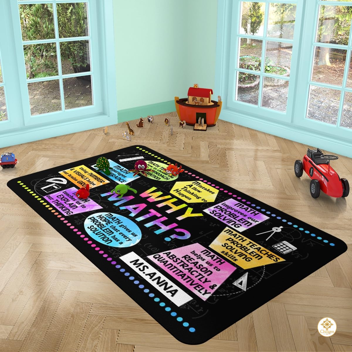 Custom Math Education Welcome Mat for Classroom and School - Math D3 / 3' x 5' (Rectangular)