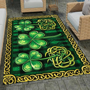 Home lounge setup displaying the emerald green tartan clover floor carpet - thumbnail image 7 of 9