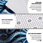 Dimension chart displaying size options for kraken octopus area rug. - thumbnail image 2 of 7