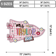 Personalized Composition Notebook Classroom Shaped Rugs for Kids (A04) | Custom Pennant Flag Carpet for Reading Corner, Non-Slip Apple Shape Rug Mat, Classroom Decor, Back To School Gift