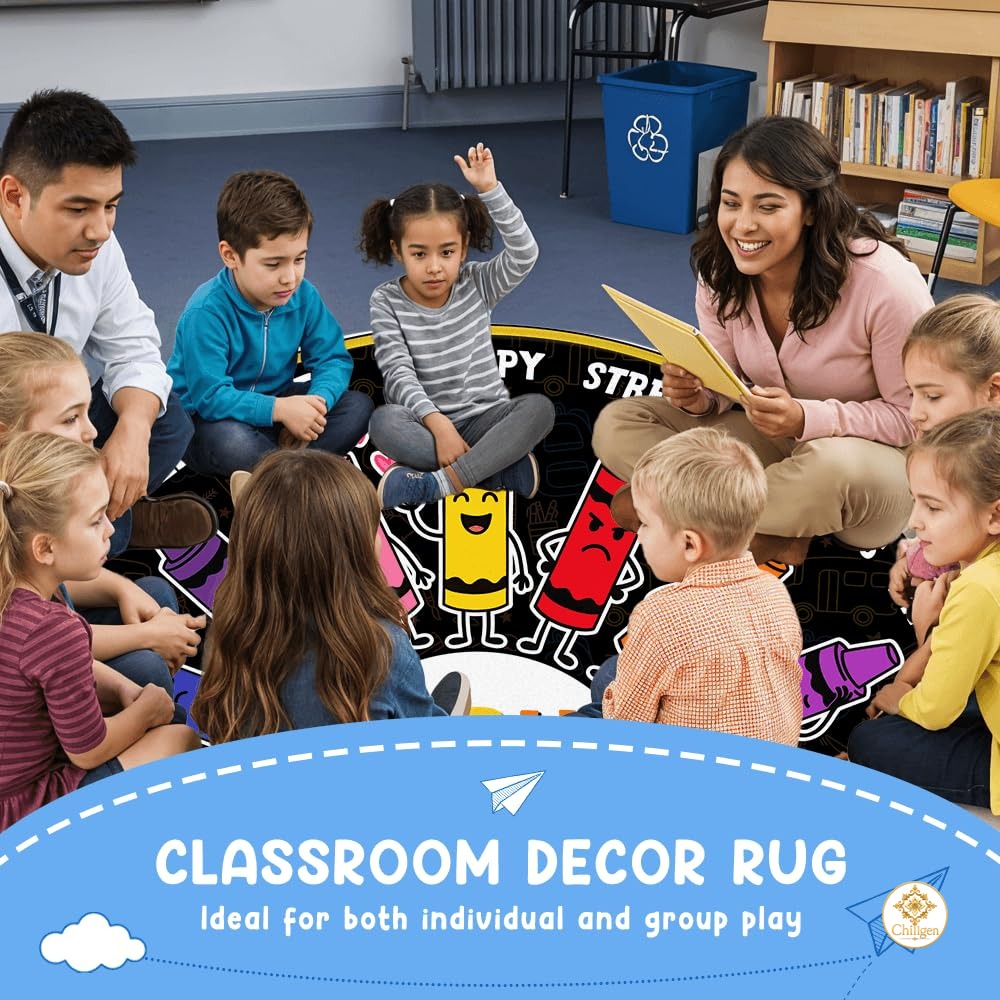 Custom Feelings Wheel Welcome Mat for Classroom and Office