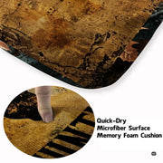 Living room setting featuring a rustic buck silhouette floor rug beneath dark wood furniture. - thumbnail image 3 of 7