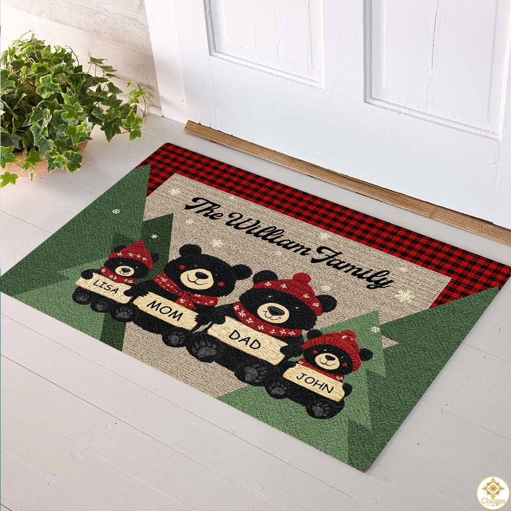 Personalized Christmas Doormat with Family Name and Address