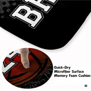 Close up texture detail showing soft pile surface and stitching of basketball area rug. - thumbnail image 3 of 7