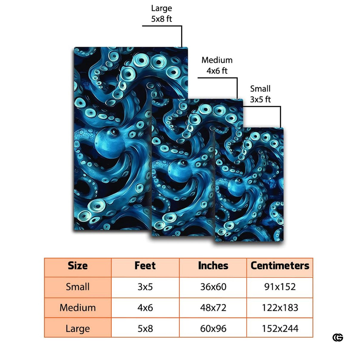 Close-up of soft low-pile microfiber fabric on octopus area rug
