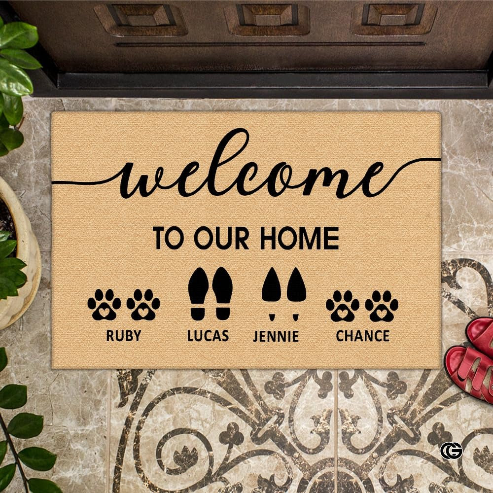 Personalized Pet Dog Welcome Door Mat with Photo and Name (A03)