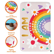 Room styling view displaying rainbow artwork and floral daisy accents from the boho area rugs canada collection. - thumbnail image 7 of 7
