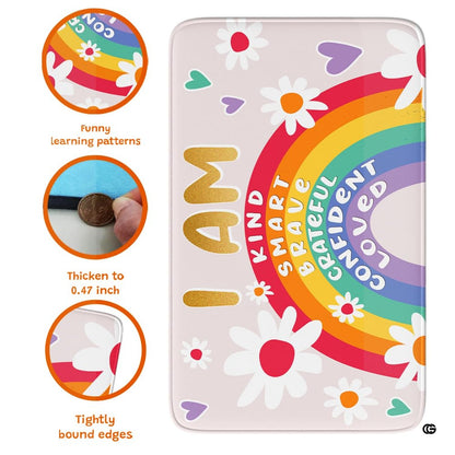 Room styling view displaying rainbow artwork and floral daisy accents from the boho area rugs canada collection. - thumbnail image 7 of 7
