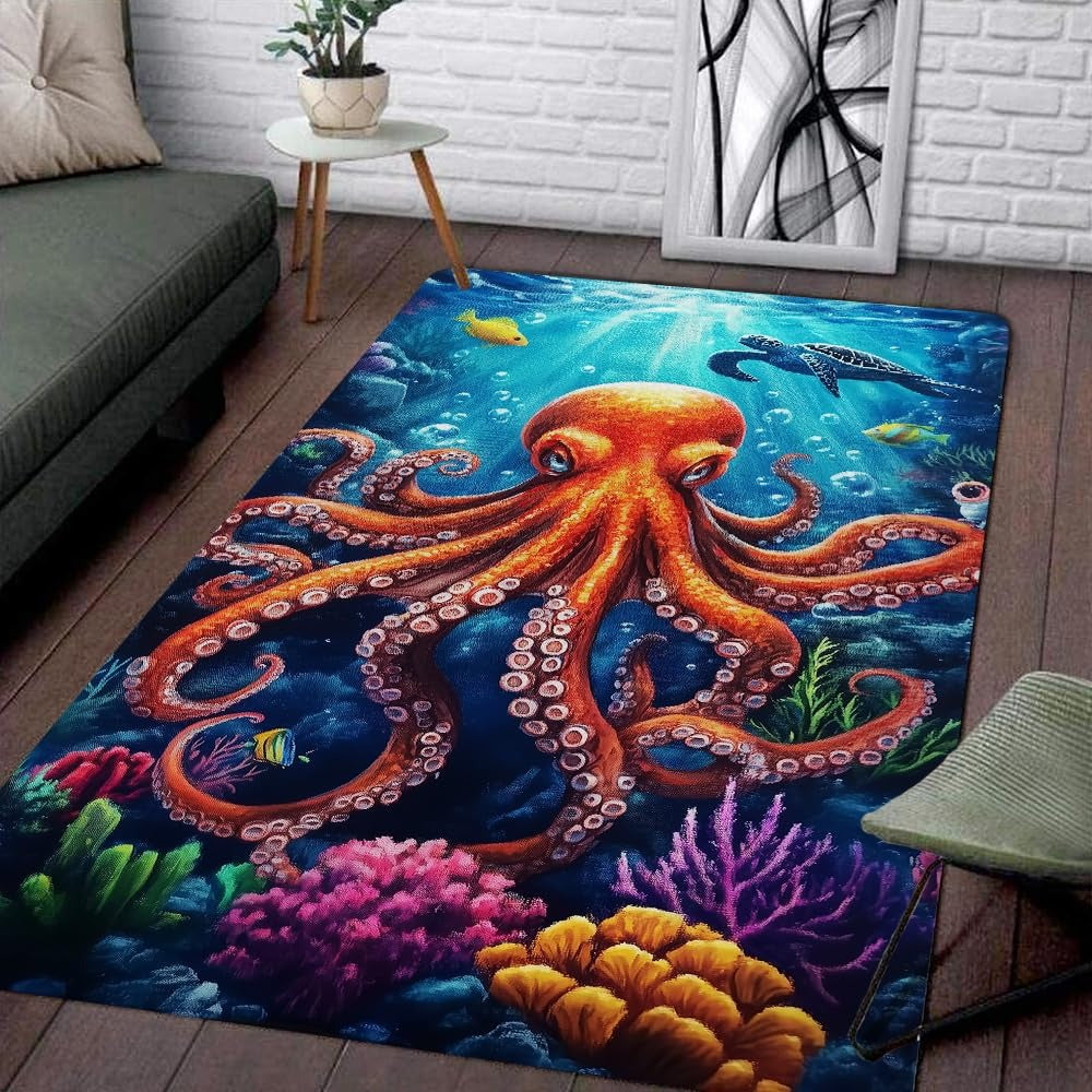 Custom Octopus Welcome Mat for Front Door and Entryway