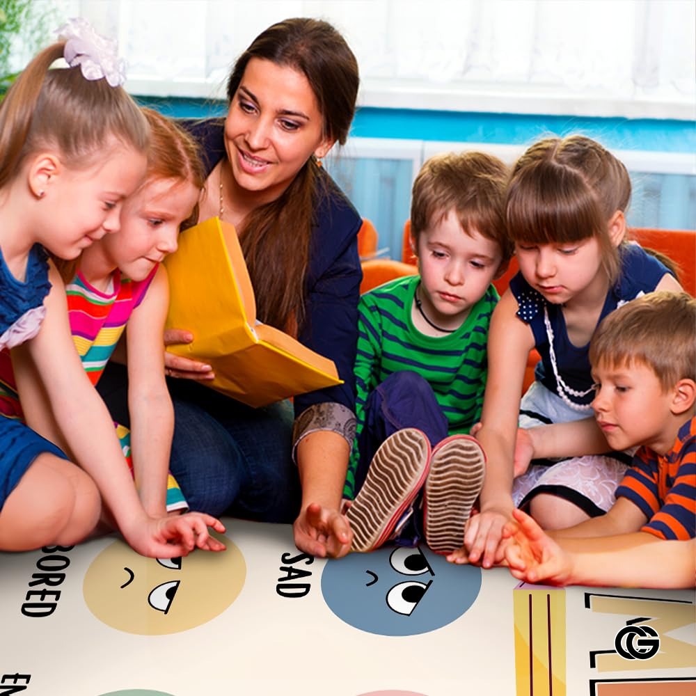 Custom Feelings Chart Welcome Mat for Classroom and Nursery - Feelings Chart / 3' x 5' (Rectangular)