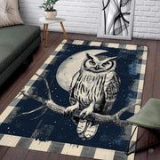 Soft low-pile microfiber surface texture on rustic plaid owl rug - thumbnail image 3 of 8