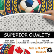 Custom Soccer 2026 Round Rug with Trophy and Flag Design