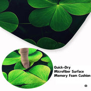 Soft low-pile microfiber fabric and foam cushioning detail of shamrock clover rug - thumbnail image 3 of 8