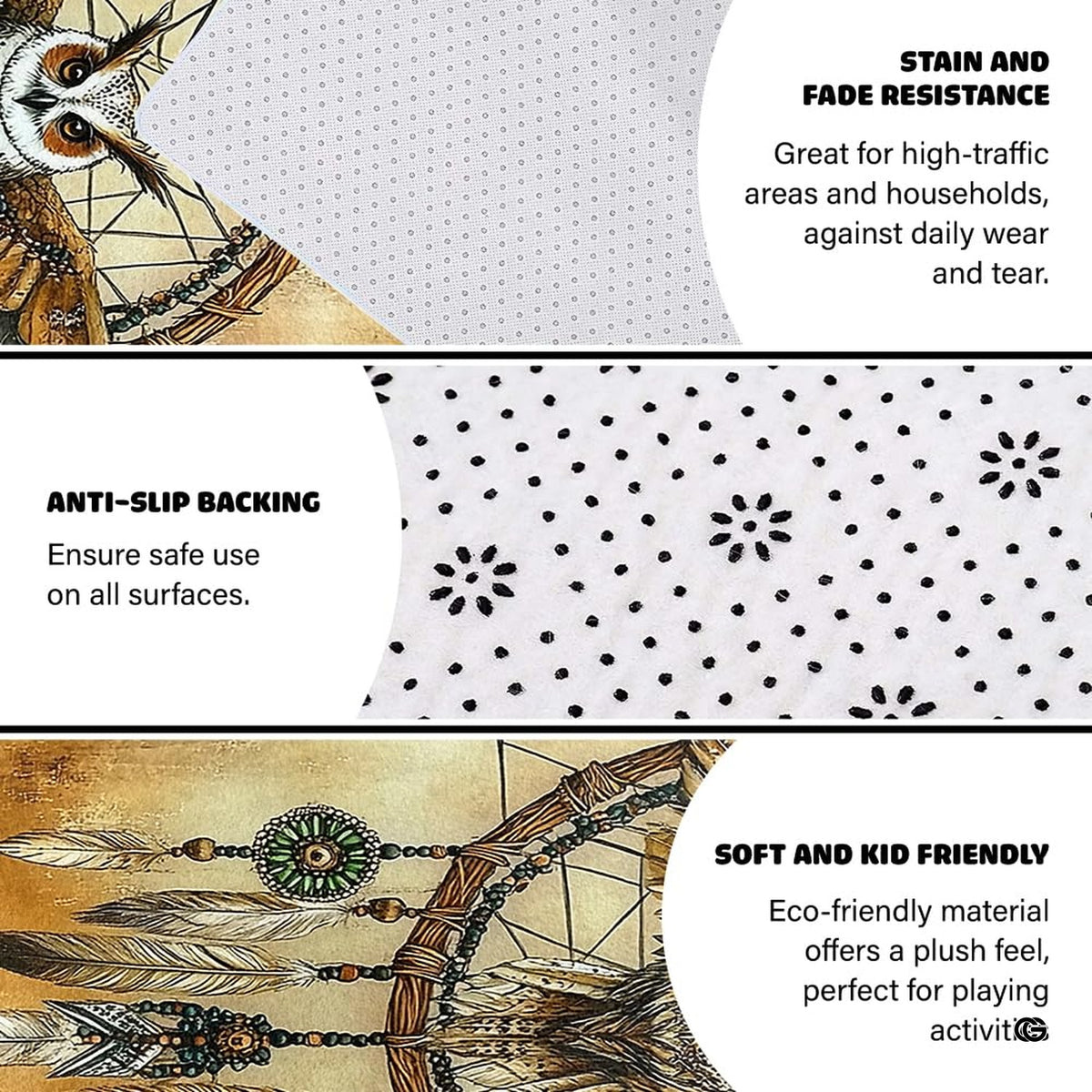 Detailed overhead angle of the ornate owl dreamcatcher illustration and parchment tones. - image 6 of 8