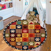 Custom Dog Paw Round Rug Patchwork Area Rug for Pet Lovers (1, A1)