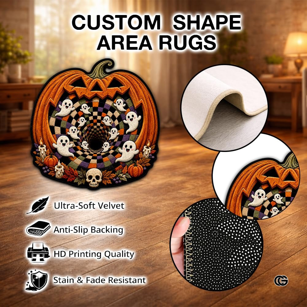 Personalized Halloween 3D Optical Illusion Shaped Rug (A04)