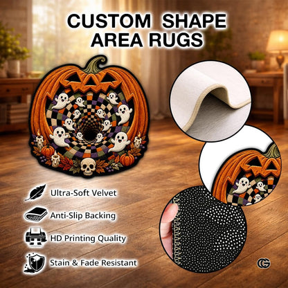Personalized Halloween 3D Optical Illusion Shaped Rug (A04)