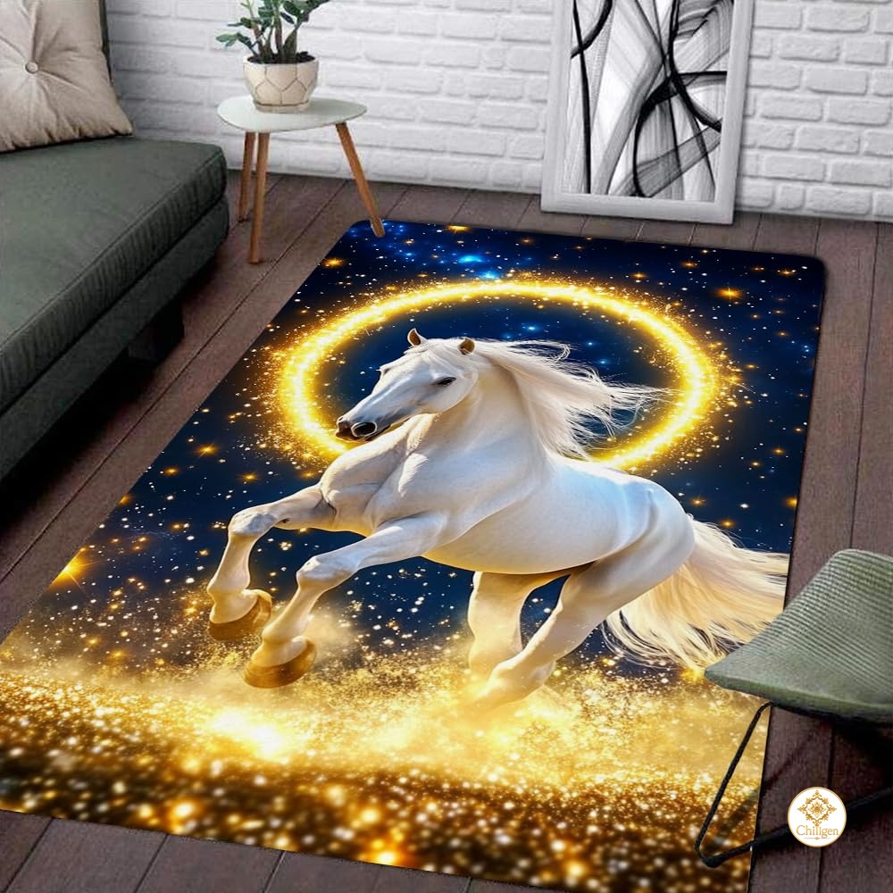 Custom Western Running Horse Doormat with Non Slip Backing - Horse-ds28