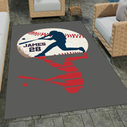 Full overhead view of baseball artwork rug suited for athletic theme interior decor. - thumbnail image 7 of 7