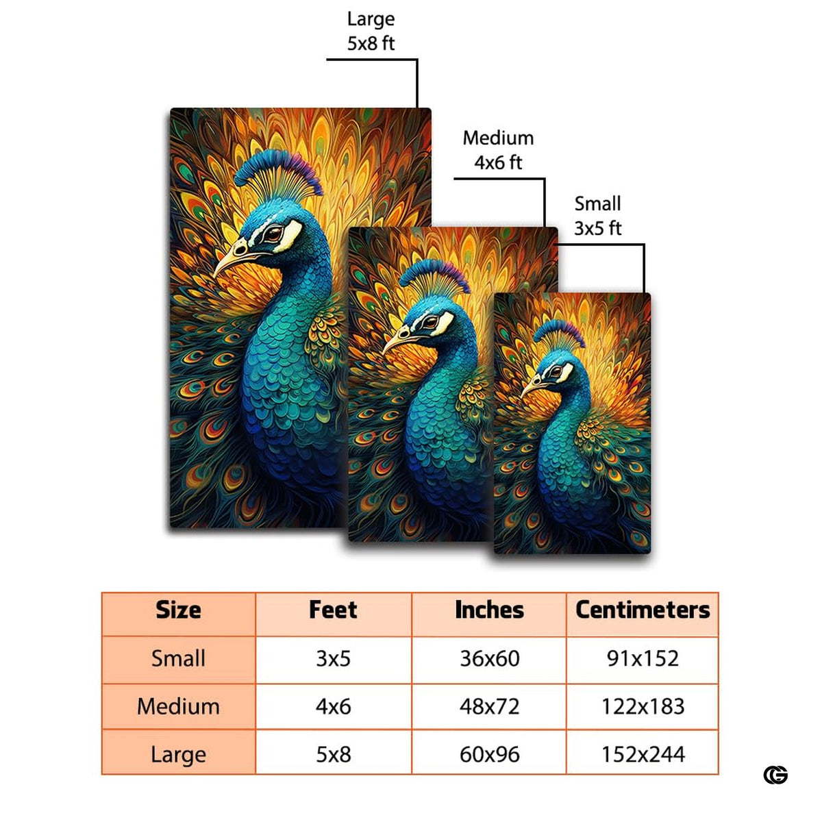 Spacious bedroom mockup featuring the crowned peacock and amber sunburst rug - image 2 of 7
