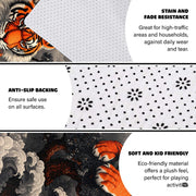 Non-slip grip backing and bound edge stitching on Japanese tiger pine tree rug - thumbnail image 4 of 8