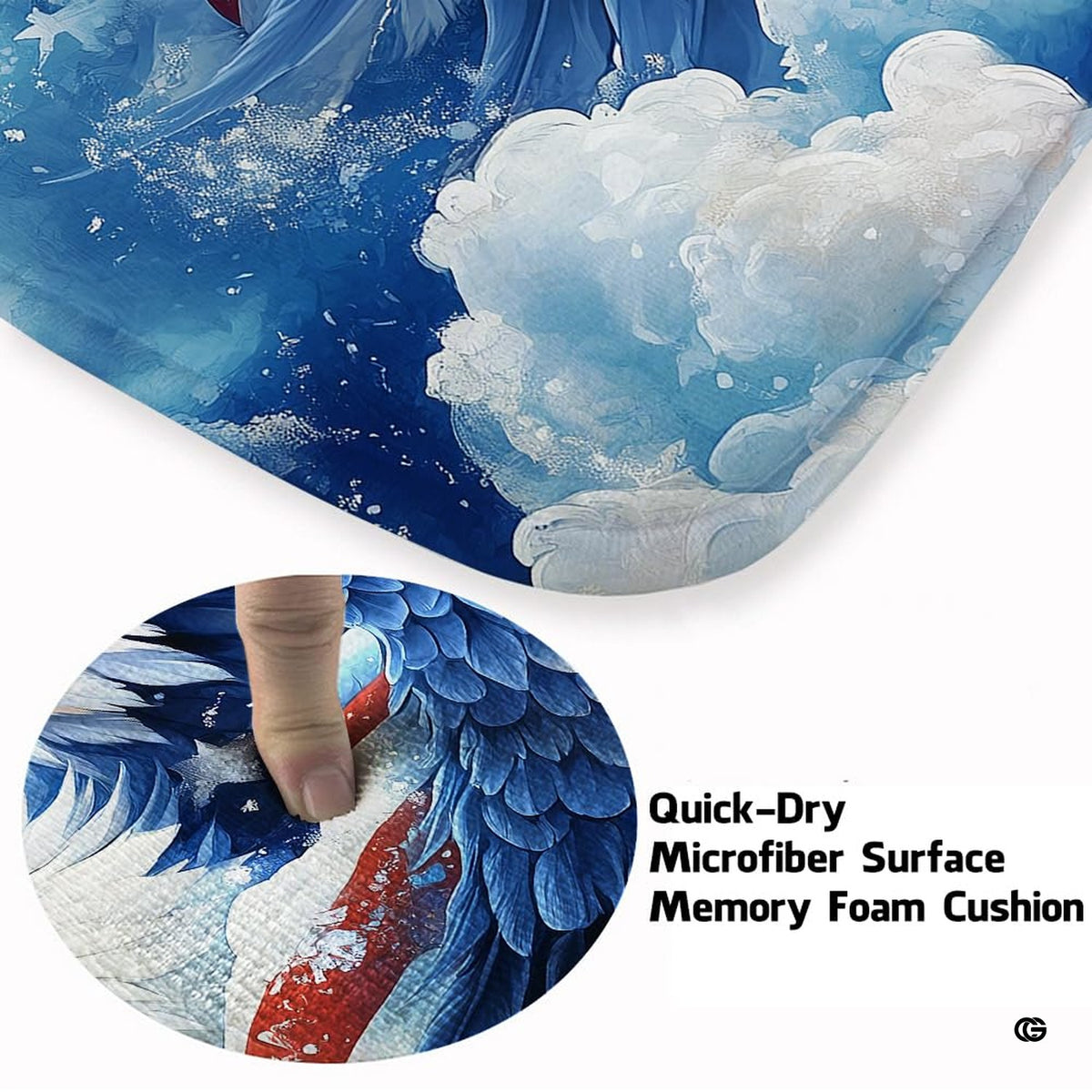 Soft low-pile microfiber surface texture on patriotic eagle trio rug - image 3 of 7