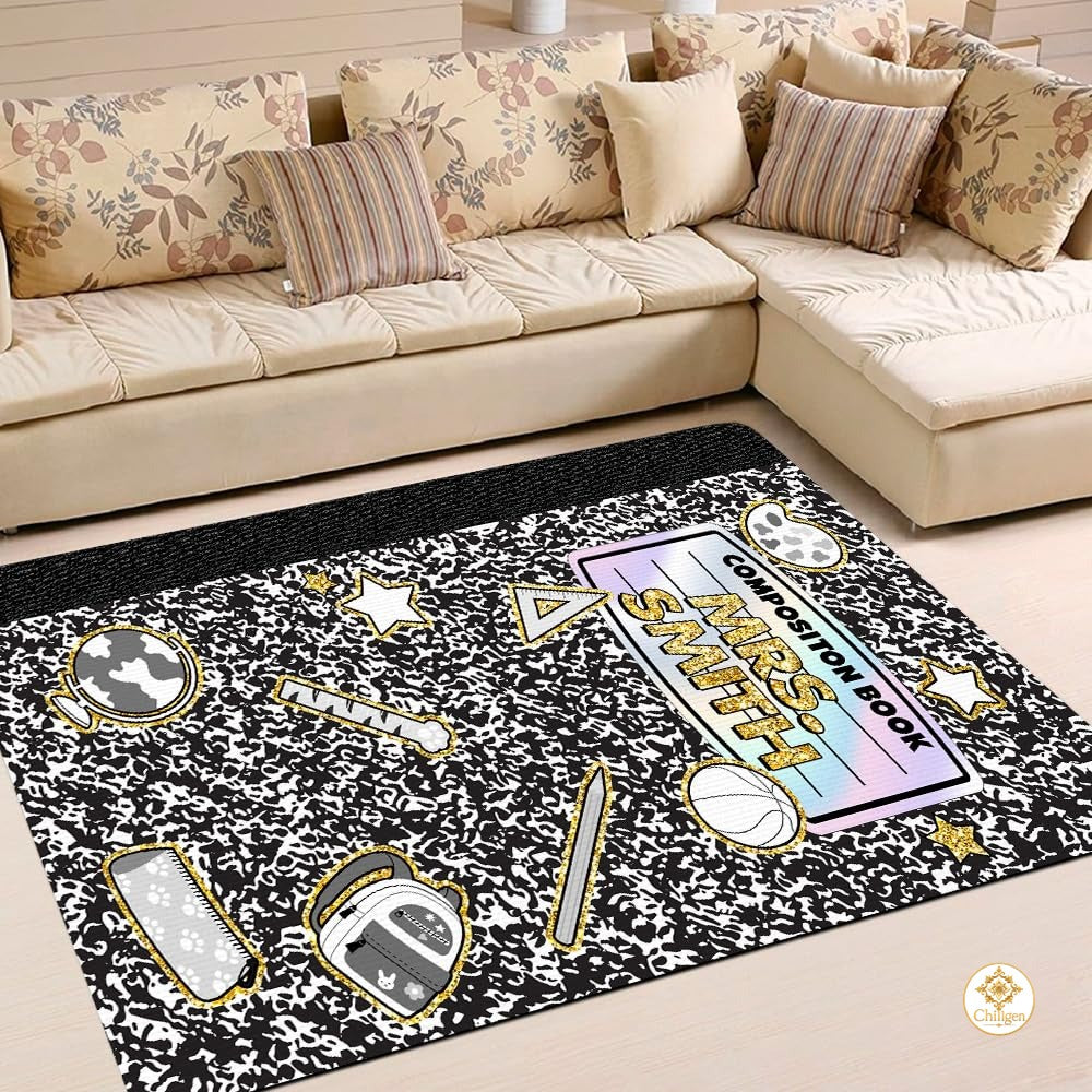 Custom Composition Notebook Classroom Rug for Kids