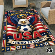Personalized Soccer Doormat with Trophy and Flags - D7