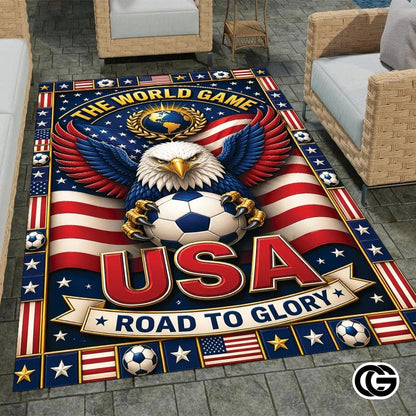 Personalized Soccer Doormat with Trophy and Flags - D7