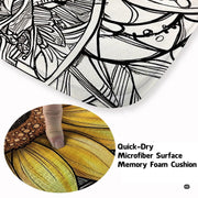 Close up texture detail of sunflower mandala area rug soft pile surface and hemmed edges. - thumbnail image 3 of 7