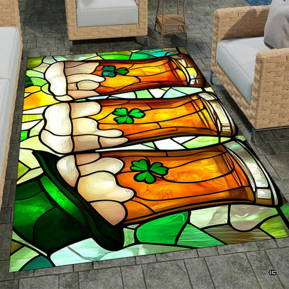 Home lounge setup displaying the festive Irish pub glass floor carpet - thumbnail image 7 of 9