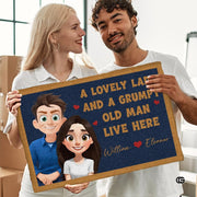Personalized Family Couple Doormat, Custom Couple Husband Wife Doormat Gift, Outdoor Front Door Rug on Birthday, Christmas, Anniversaries, Valentine's Day for Him Her Woman (S4)