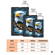 Close view of detailed eagle portrait with yellow eyes and sharp beak on storm lightning background. - thumbnail image 2 of 7